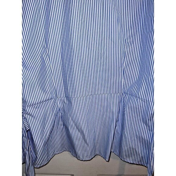 I.N.C. Blue Thin Stripes Embroidered Sleeves Belted Side Zipper Blouse Sz XL - Picture 13 of 14